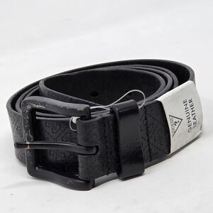 Guess Belt Genuine Leather Black 11GJ020005 XL (42-48) Embossed Logo ‎ NWT